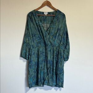 Time and Tru Teal and Navy Geometric Dress